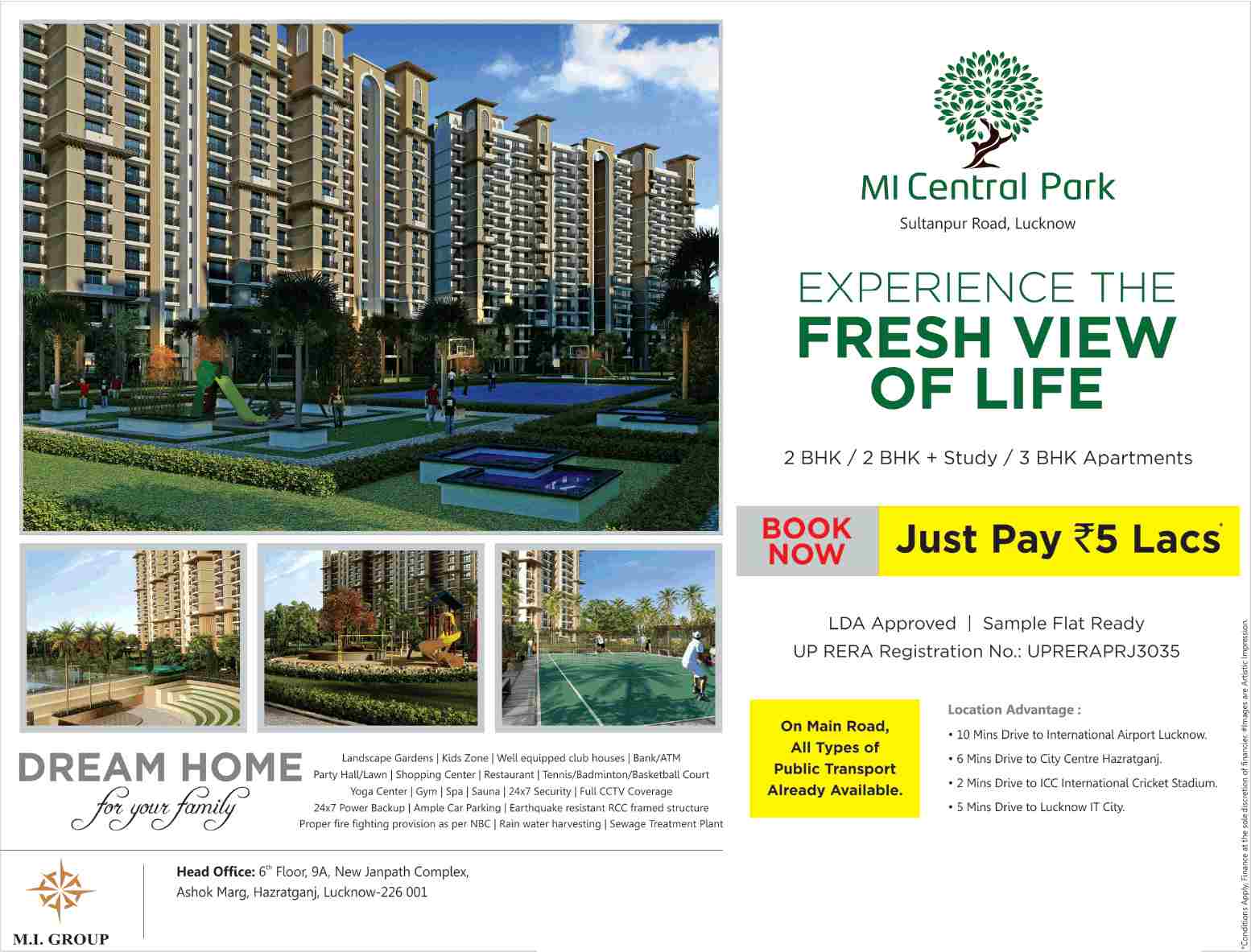 Experience the fresh view of life at MI Central Park in Lucknow Update